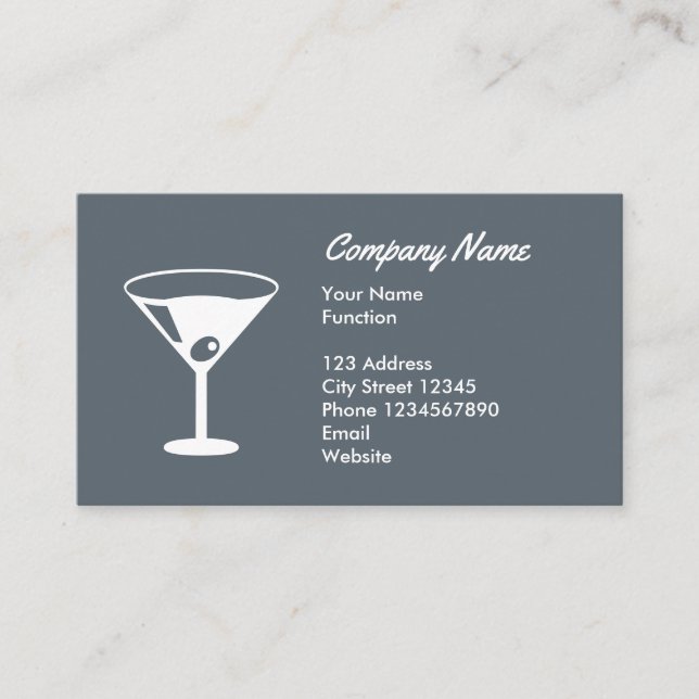 Bartender business card with cocktail glass logo (Front)