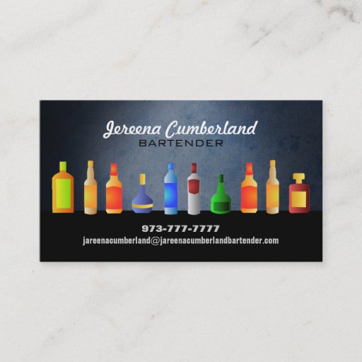 Customizable Bartender Business Cards