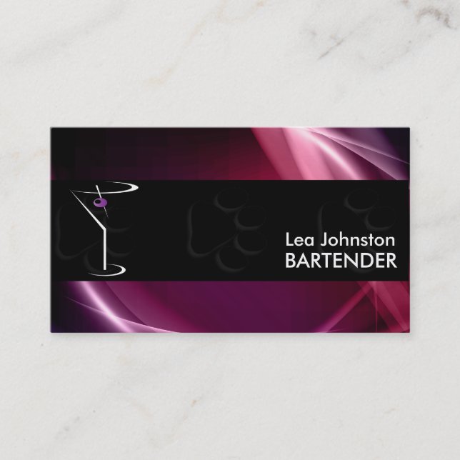 Bartender Business Cards Classy Martini Cocktail (Front)