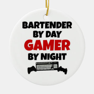 Bartender by Day Gamer by Night Ceramic Ornament
