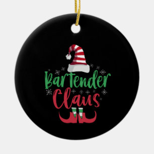 Bartender Claus Funny Santa Family Matching Gift Ceramic Ornament