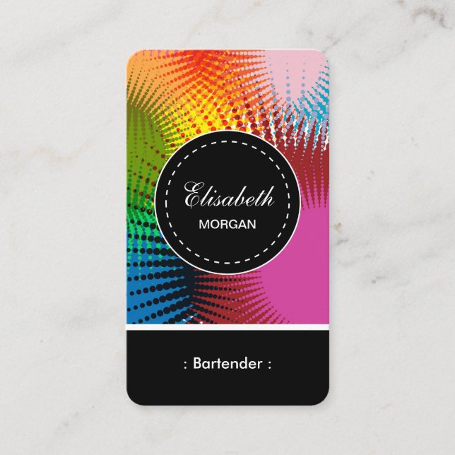 Bartender- Colorful Abstract Pattern Business Card (Front)