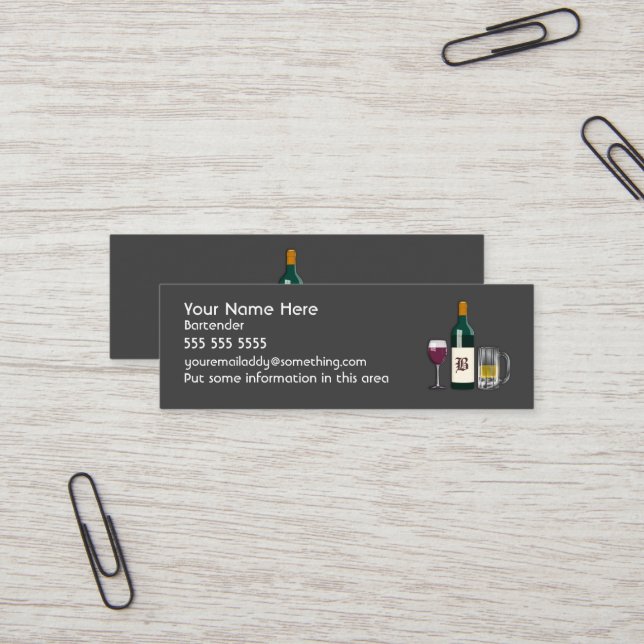 Bartender Dark Mini Business Card (Front/Back In Situ)