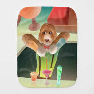 Bartender Dog: Neon Bar & Cocktail Mixology Baby Burp Cloth