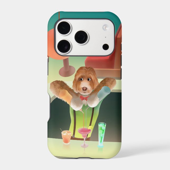 Bartender Dog: Neon Bar & Cocktail Mixology Case-Mate iPhone Case (Back)