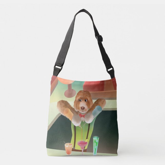 Bartender Dog: Neon Bar & Cocktail Mixology Crossbody Bag (Front)