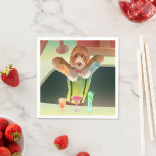 Bartender Dog: Neon Bar & Cocktail Mixology Napkins
