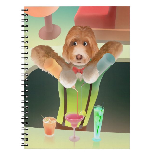 Bartender Dog: Neon Bar & Cocktail Mixology Notebook (Front)