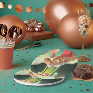 Bartender Dog: Neon Bar & Cocktail Mixology Paper Plates