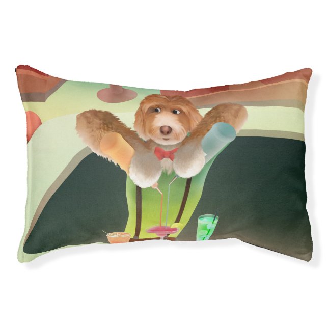 Bartender Dog: Neon Bar & Cocktail Mixology Pet Bed (Front)