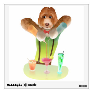 Bartender Dog: Neon Bar & Cocktail Mixology Wall Decal