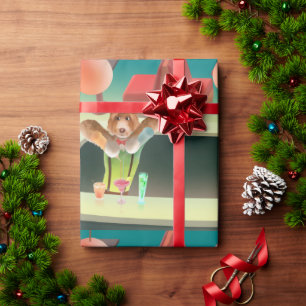 Bartender Dog: Neon Bar & Cocktail Mixology Wrapping Paper