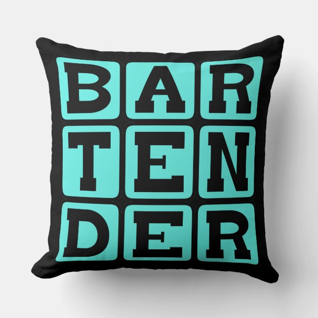 Bartender, Drink Dispenser Throw Pillow (Front)