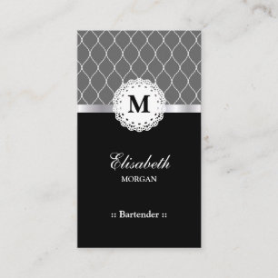 Bartender Elegant Black Lace Pattern Business Card
