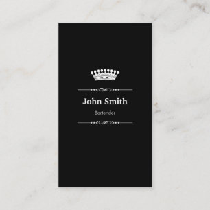 Bartender Elegant Royal Black White Business Card