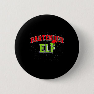 Bartender Elf Christmas Family Matching Group Xmas Button