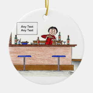 Bartender - Female Ceramic Ornament