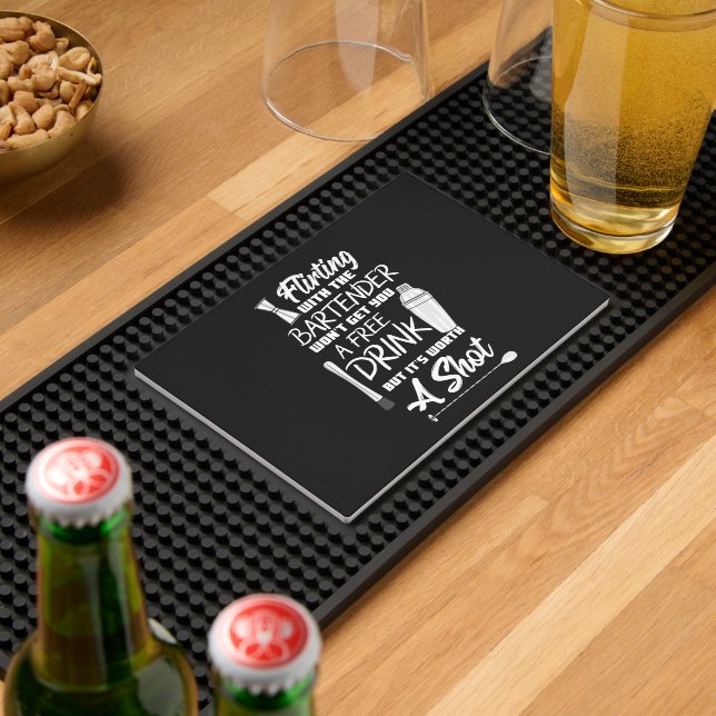 Bartender Flirting Funny Gag Bar Mat (Insitu (Bar 2))