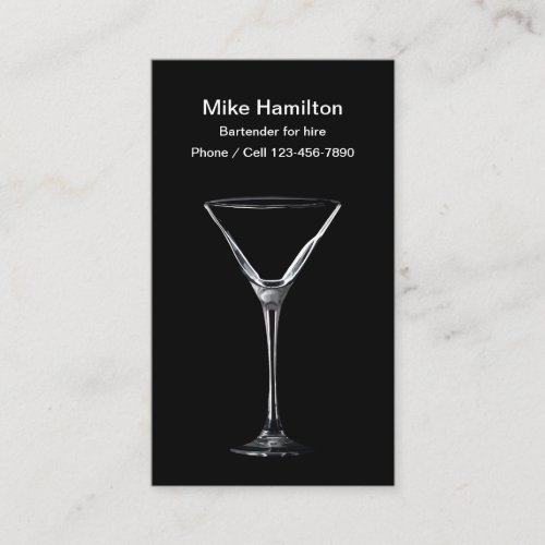 Bartender For Hire Business Card