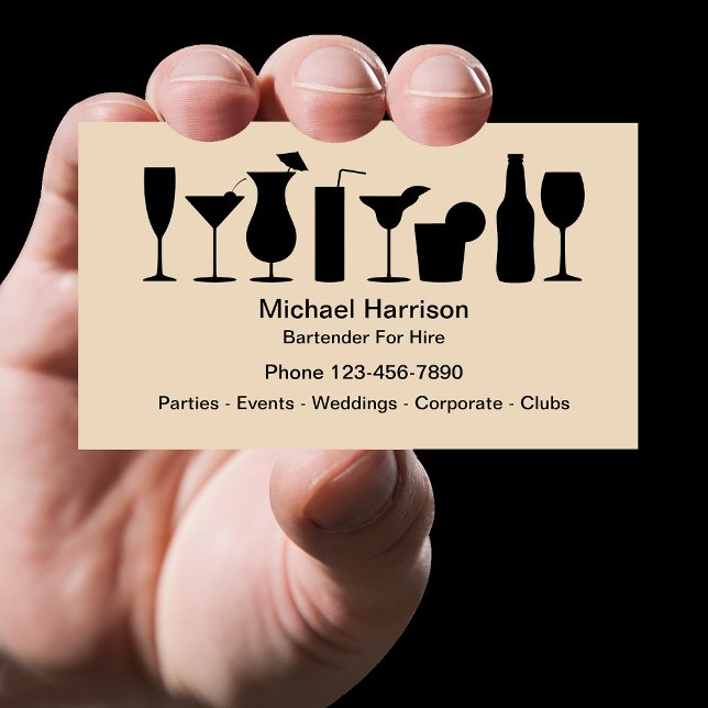 Bartender For Hire Mixologist Business Card (Creator Uploaded)