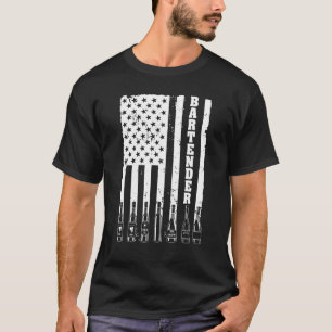 Bartender For Men Women Us Flag Patriotic Bartendi T-Shirt