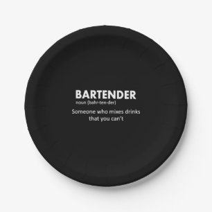 Bartender Funny Bartender Definition Beer Vodka Wh Paper Plates