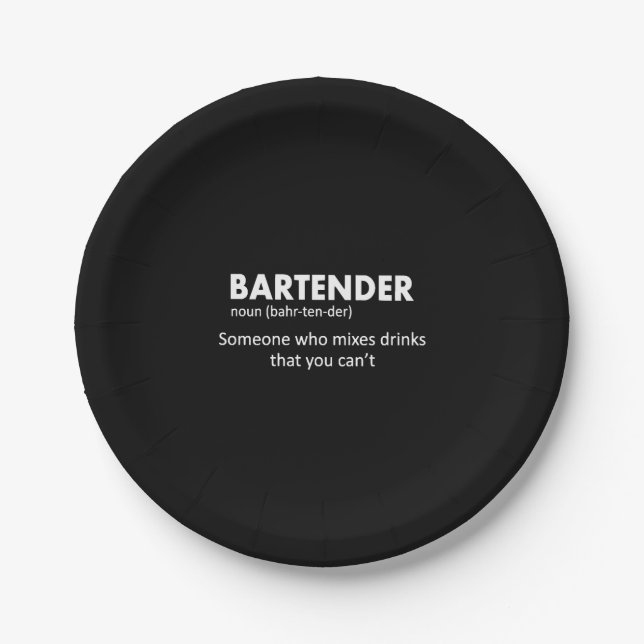 Bartender Funny Bartender Definition Beer Vodka Wh Paper Plates (Front)