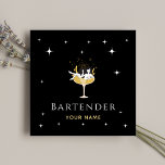 Bartender Glamorous Cocktail Funny Champagne Girl Square Business Card<br><div class="desc">These beautiful business cards would be perfect for bartender/waiter or any other occupation of your choice. Easily add your own name by clicking on the "personalize this template" option. If you have any design related questions/requests,  please do not hesitate to contact us.</div>
