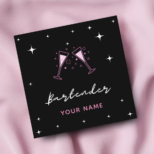Bartender Glamorous Cocktail Glasses Social Media Square Business Card