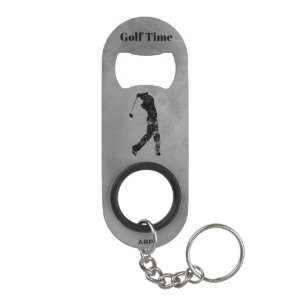 *~* Bartender Gray Marble Textured Golfer Grey Keychain Bottle Opener