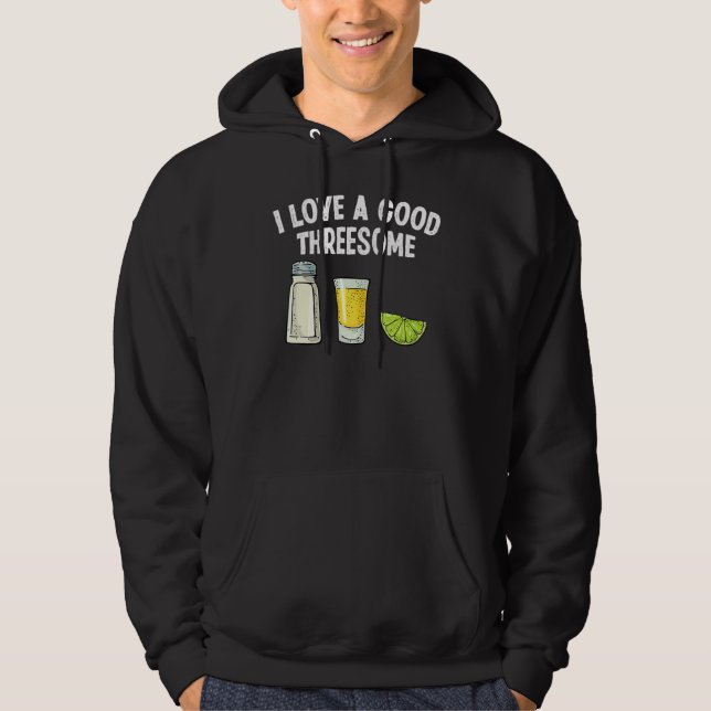 Bartender I Love A Good Threesome Drinking Bartend Hoodie (Front)