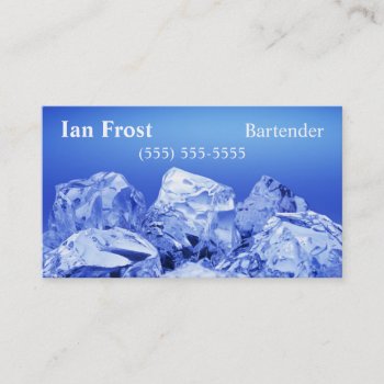 Bartender Ice Cube Business Cards - Pale Blue Back by Heard_ at Zazzle