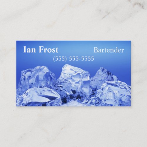 Bartender Ice Cube Business Cards _ Pale Blue Back