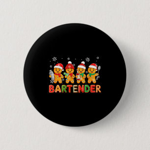 Bartender Job Group Santa Gingerbreads Xmas Cookie Button