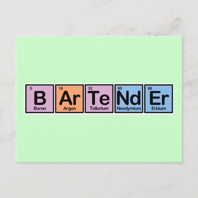 Bartender made of Elements Postcard (Front)