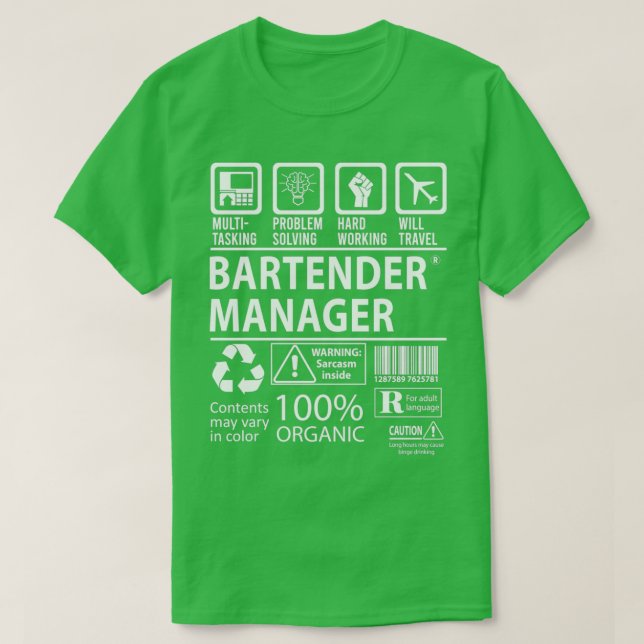 Bartender Manager Multitasking Job Gift Item T-Shirt (Design Front)