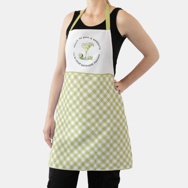Bartender Margarita Cocktail Check Pattern Apron (Insitu)