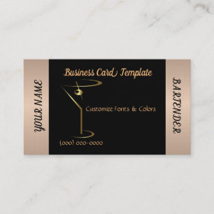 Bartender Martini Cocktail Logo Business Card