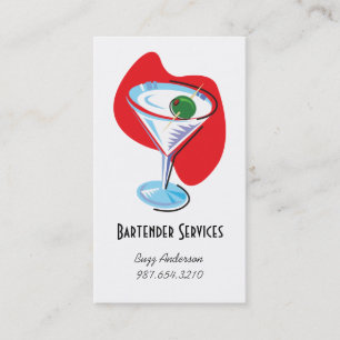 Bartender Martini Glass_red Business Card