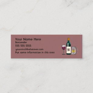 Bartender Mauve Mini Business Card