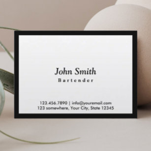 Bartender Minimal Black Border Elegant Business Card