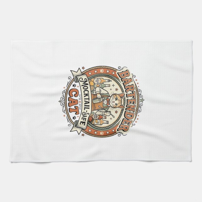 Bartender Mocktail-Safe Cat Bartender Mocktail-Saf Kitchen Towel (Horizontal)