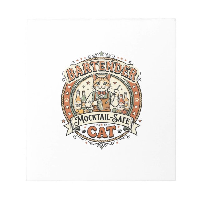 Bartender Mocktail-Safe Cat Bartender Mocktail-Saf Notepad (Front)