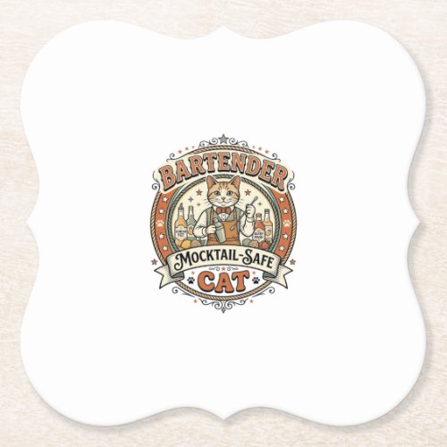 Bartender Mocktail-Safe Cat Bartender Mocktail-Saf Paper Coaster