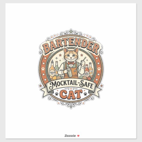 Bartender Mocktail-Safe Cat Bartender Mocktail-Saf Sticker