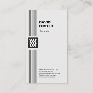 Bartender - Modern Black White Business Card