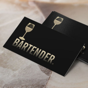 Bartender Modern Gold Wine Bar Minimalist #2 Business Card