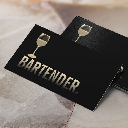 Bartender Modern Gold Wine Bar Minimalist 2 Business Card