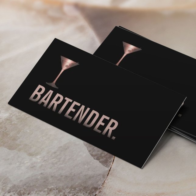 Bartender Modern Rose Gold Wine Sommelier Business Card (Creator Uploaded)
