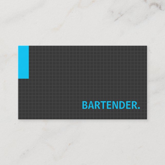 Bartender- Multiple Purpose Blue Business Card (Front)